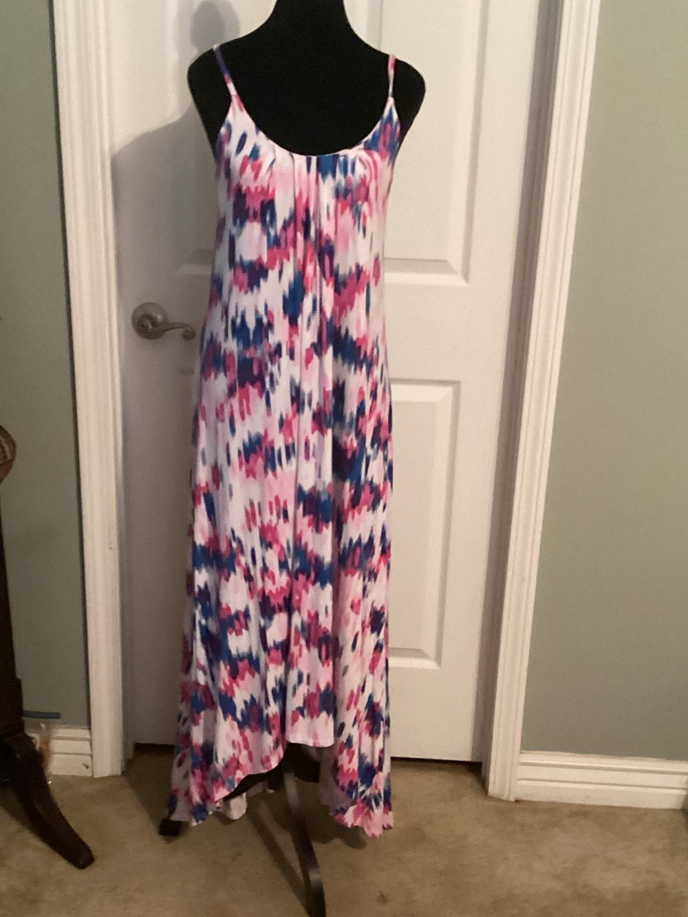 Cynthia Rowley Pink, Blue & White Tie-Dye Maxi Dress